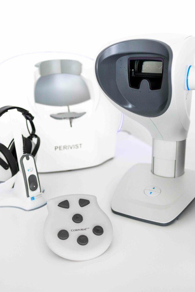 Vistec Gerätefamilie mit Audiovist, Corporal Plus, Optovist II und Perivist Compact III