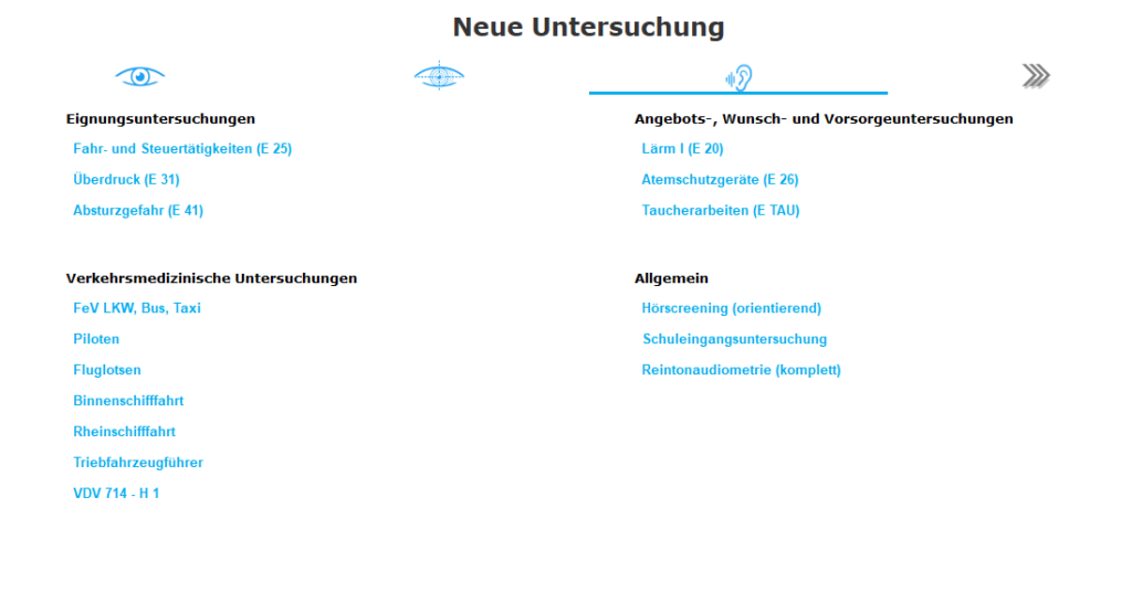 Vistec App vorkonfigurierte Untersuchungsabläufe Audiometrie mit Audiovist