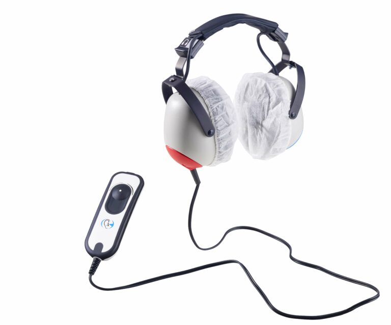 Audiovist Kopfhörer mit hygienischen Überzügen